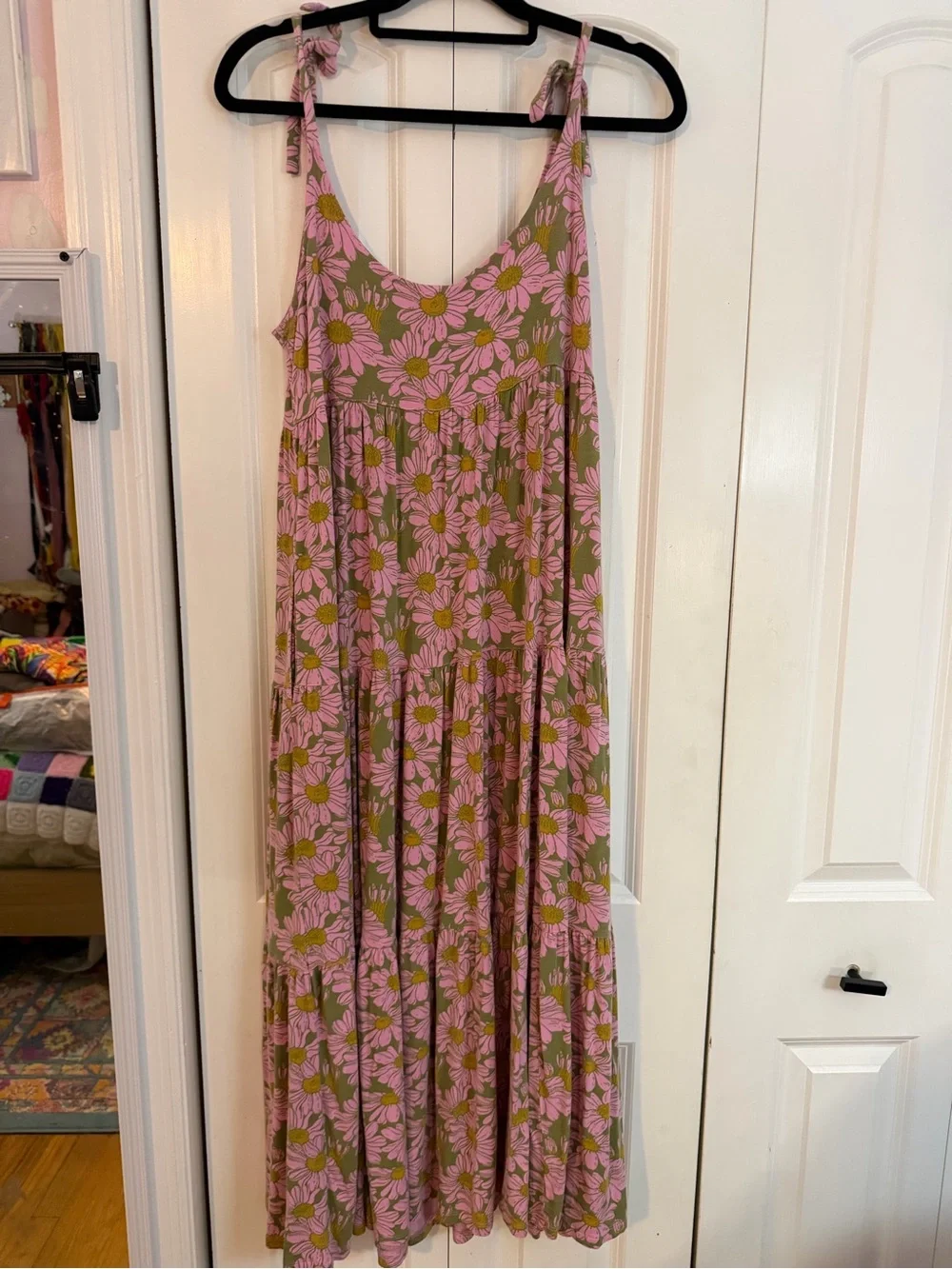 Kate Quinn Floral Tie-Shoulder Maxi Dress - Pink & Olive - Picture 2 of 6